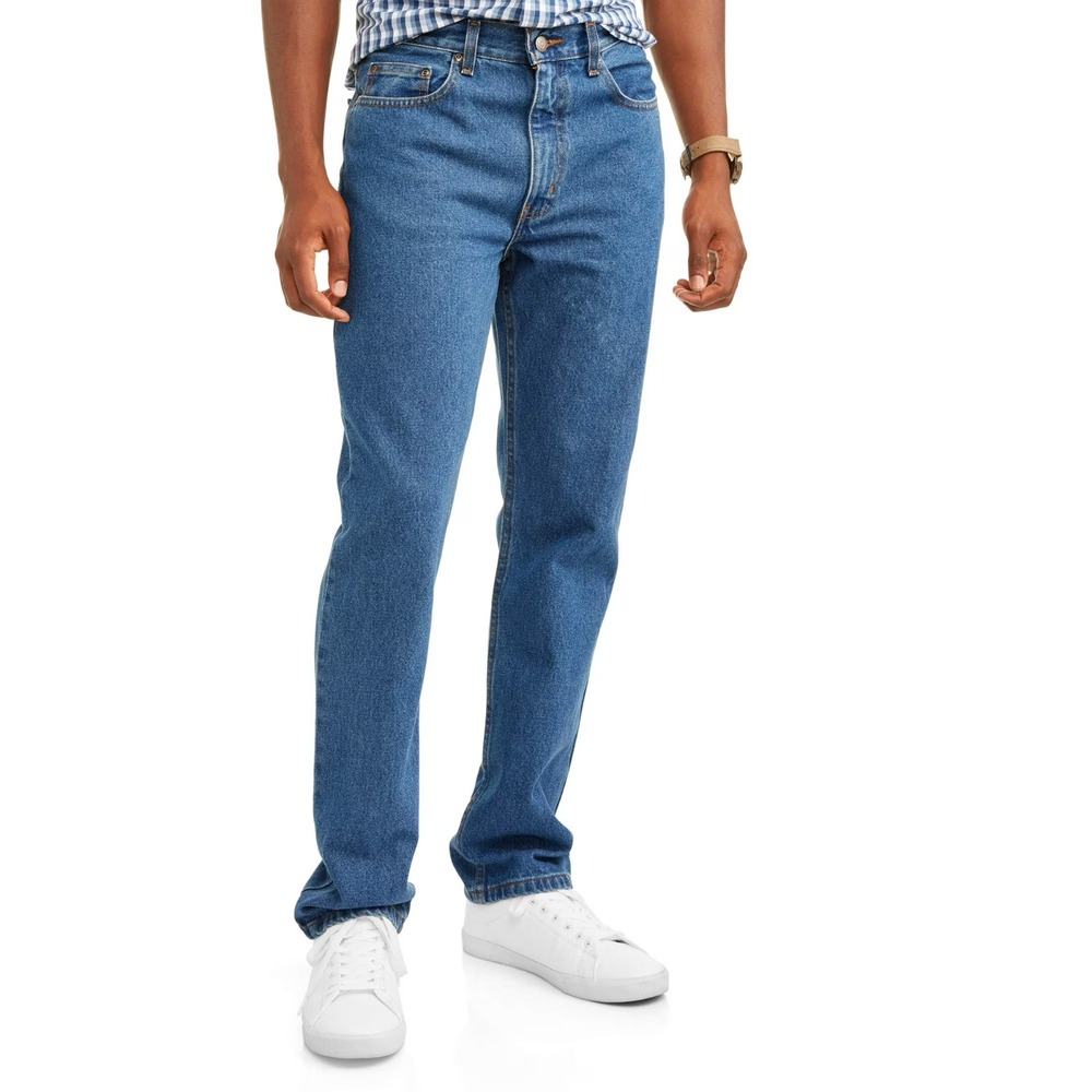 George Mens Jeans Size 29X30 Medium Wash Cotton Regular Fit Straight Carpenter
